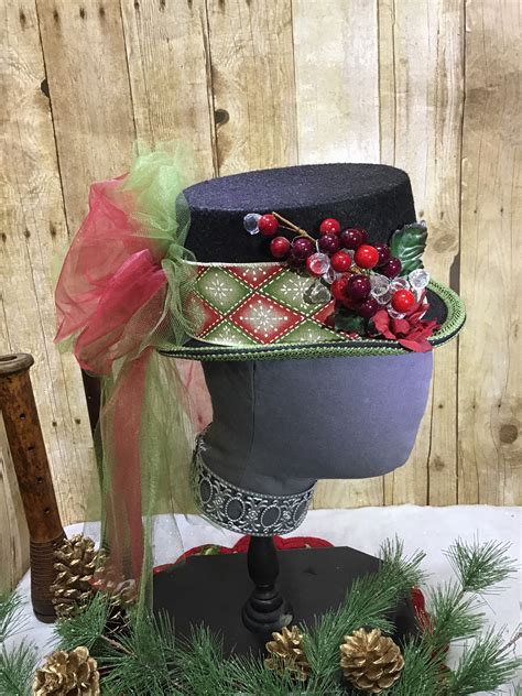 Christmas Hat Holiday Top Hat Victorian Caroler Steampunk Etsy