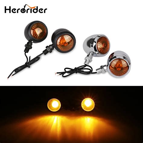 Herorider Amber Black Universal Led Motorcycle Turn Signals Indicators