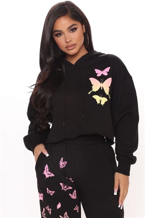 Dreamdoll Keeps It Cozy And Cute In Fashion Nova Black Butterfly Print