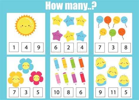 Counting Educational Children Game Mathematics Activity For Kids And