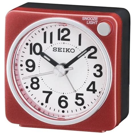 Seiko Red Battery Beep Alarm Clock Clear Dial With Light Qhe R