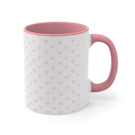 Pink Heart Ceramic Mug Mug Pink Mug Love Heart Pattern Mug Heart Pattern Mug T For Her