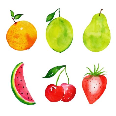 Colección de frutas acuarela Vector Gratis