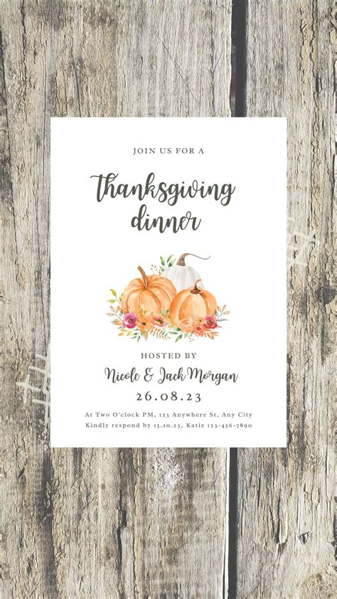 Thanksgiving Dinner Invitation Printable Invite - Etsy