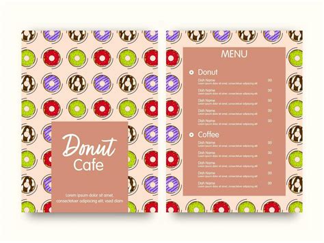 Donut Cafe Menu Template Layout In Front And Back Side. 23442886 Vector ...