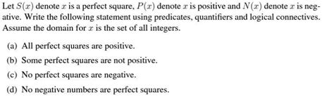 Solved Let S X Denote X Is A Perfect Square P X Denote X Chegg