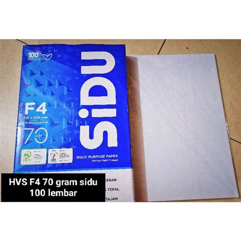 Jual Kertas Hvs F4 70 Gsm Sinar Dunia 100 Lembar Hvs F4 Sidu Atk Atk