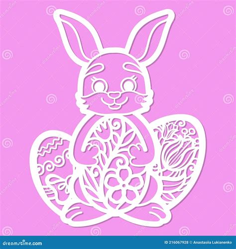 Laser Cut Easter Bunny Rabbit Floral Fancy Hare With Laser Cut Pattern