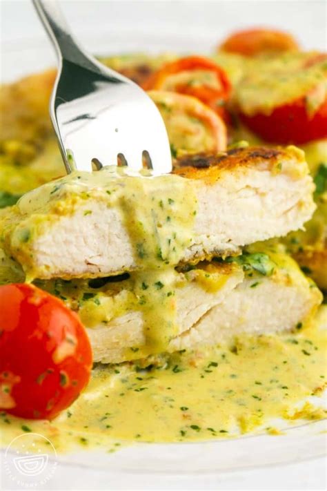 One Pan Creamy Pesto Chicken Recipe Little Sunny Kitchen