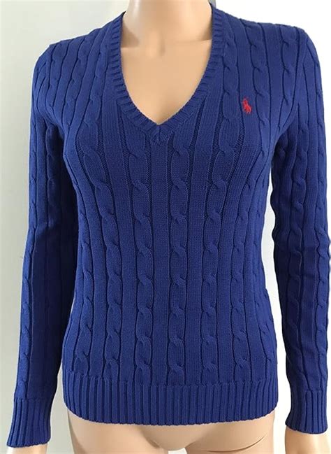 Ralph Lauren Ladies Womens Luxury V Neck Jumper Sweater S M L Xl 100