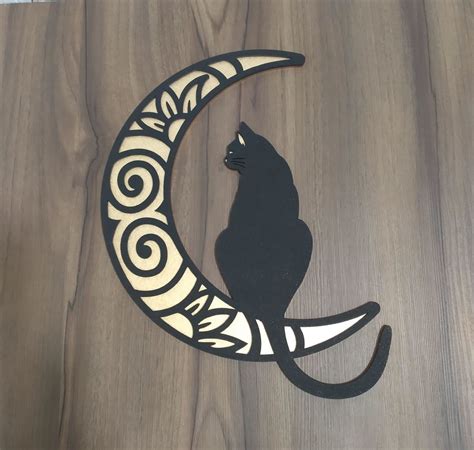 Gato Na Lua Decora O Para Paredes Ou M Veis No Elo Ateli Mk