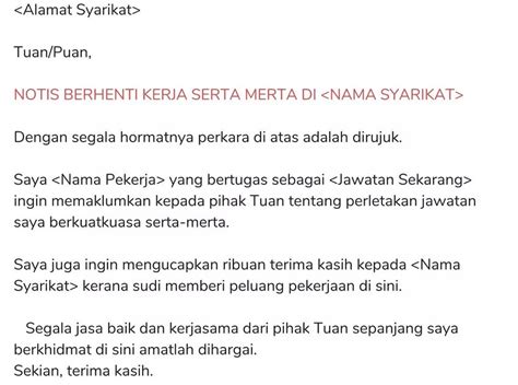 Contoh Surat Pemberhentian Pekerja Dari Majikan Surat Diberhentikan