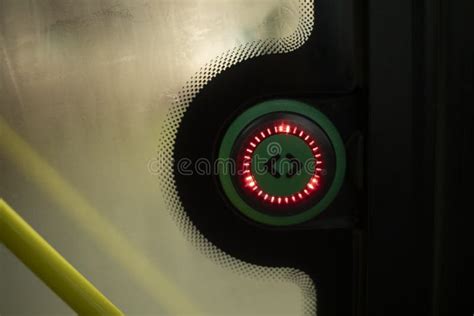 Button On Bus Door Opening Button Stock Photo Image Of Abstract