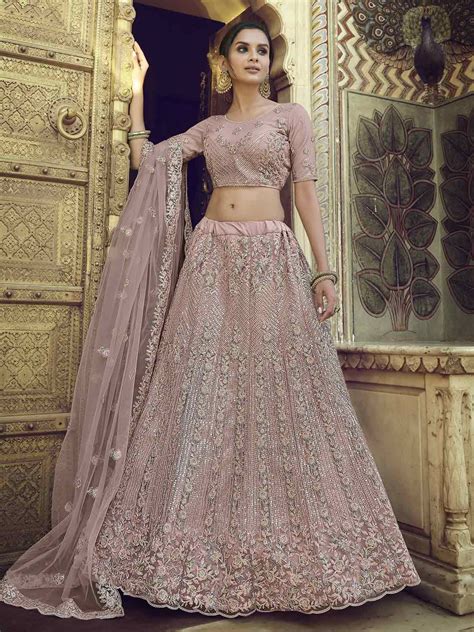 Light Purple Colour Net Fabric Wedding Lehenga Choli