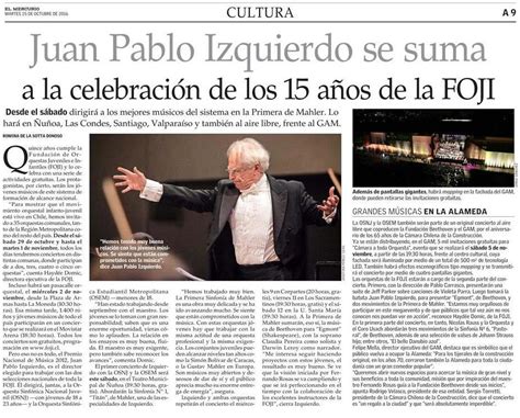 Juan Pablo Izquierdo se suma a la celebración de los 15 años de la FOJI