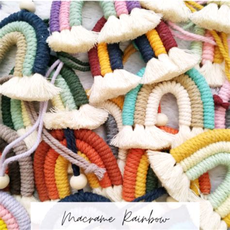 Jual Macrame Rainbow 10x10cm Souvenir Gantungan Kunci Hiasan Dinding