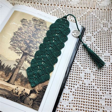 Crochet Bookmark Crochet Bookmark With Tree Of Life Charm Etsy