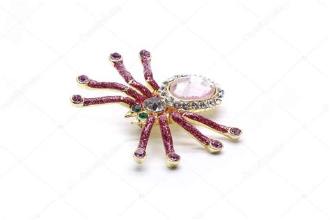 Araña de joyería Broche de araña de piedras preciosas rosadas aislado