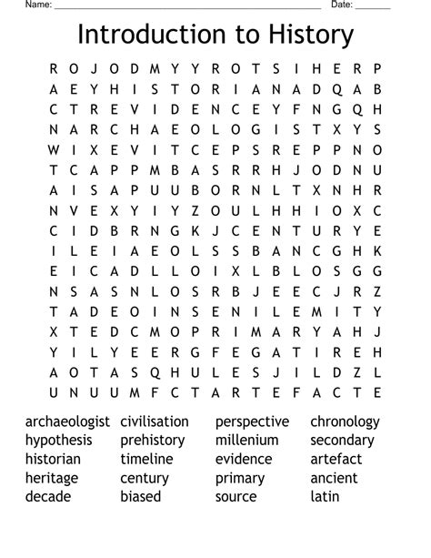 Introduction To History Word Search Wordmint