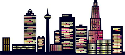 Generic Skyline At Night - Openclipart