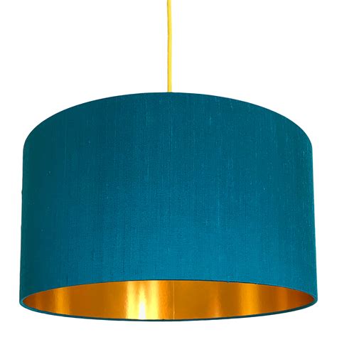 Teal Indian Silk Handmade Lampshade With Gold Lining Love Frankie