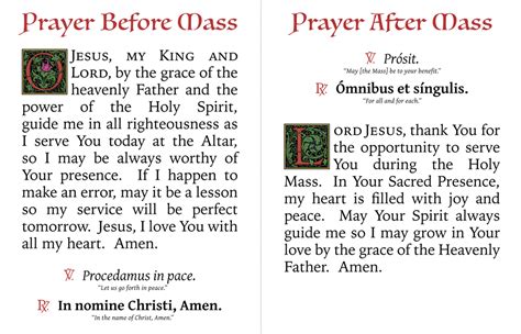 FREE PDFs: Altar Server Prayer Cards — Psallite Domino