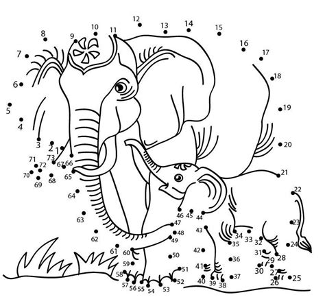 Elephants Dot To Dot Connect Worksheet