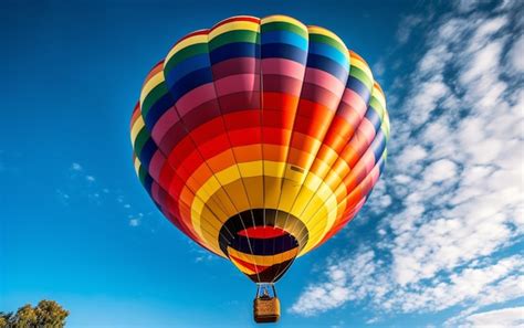 Premium AI Image A Hot Air Balloon Flies In The Sky