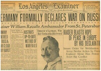 Germany Declares War Russia WW1 Europe Crisis Kaiser Wilhelm August 2