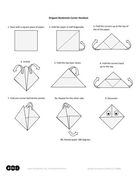 Origami Bookmark Corner Handout Art Sphere Inc