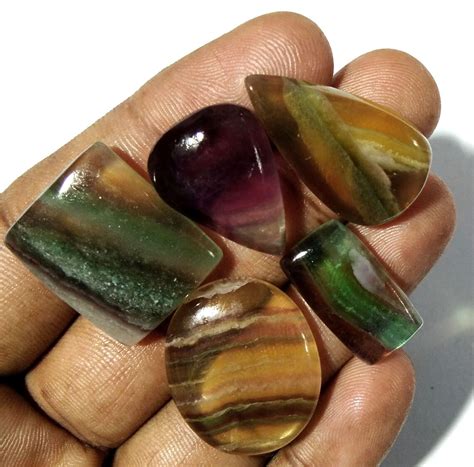 Awesome Natural Multi Fluorite Cabochon Loose Gemstone Etsy