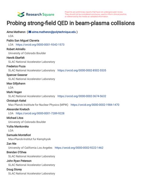 Pdf Probing Strong Field Qed In Beam Plasma Collisions