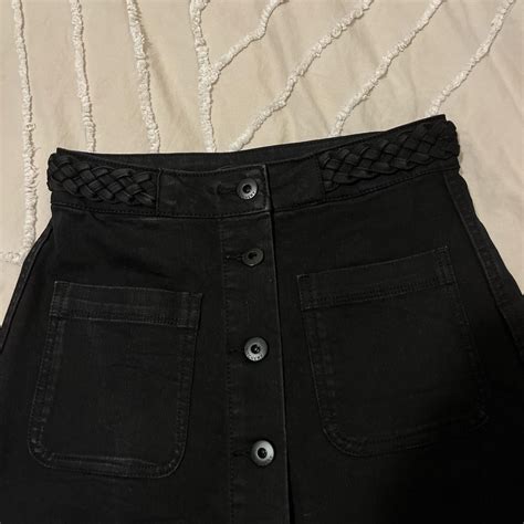 Witchery Black Denim Skirt Plat Waist Detail And Depop