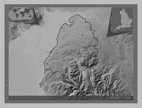 Allerdale England Great Britain Grayscale Labelled Points O Stock