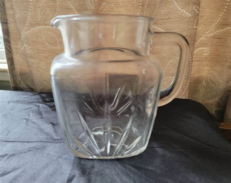 Vintage Federal Glass Starburst Pitcher Retro Milk Pitcher Federal Glass Clear Starburst