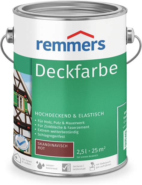 Remmers Deckfarbe Skandinavisch Rot Liter Deckfarbe F R Innen Und