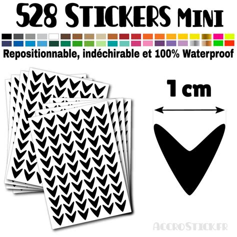 528 Flèches 1 cm Stickers mini gommettes Couleur Noir