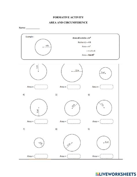 1851608 | Area - circle | Nicolle98 | LiveWorksheets