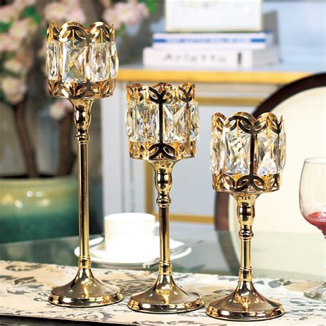 Jual Luxury Crystal Candle Holder Decor Set Dekorasi Tempat Lilin