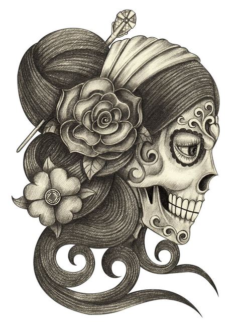 Art Skull Day Of The Dead Stock Illustration Illustration Of Fashion