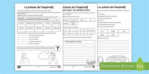 Fiches d activités Le présent de l impératif Twinkl