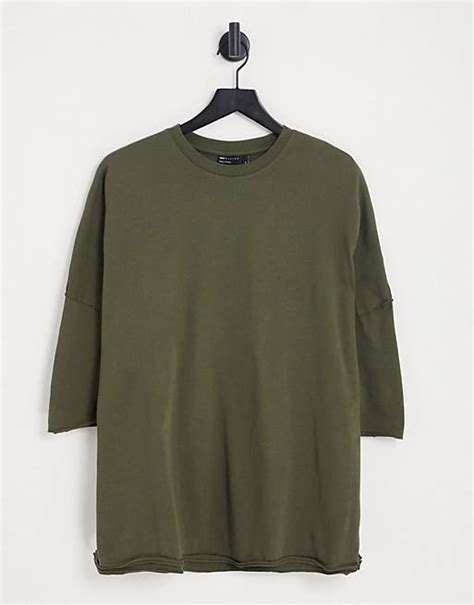 Asos Design Extreme Oversized T Shirt With Side Splits And Raw Seams In