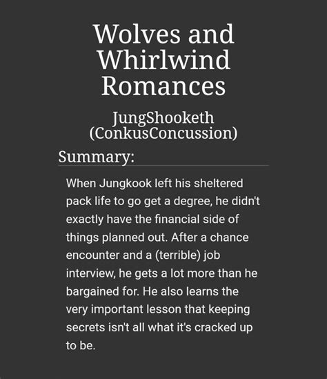 Vk Fic Recs On Twitter Vkook Fic Rec Wolves And Whirlwind Romances