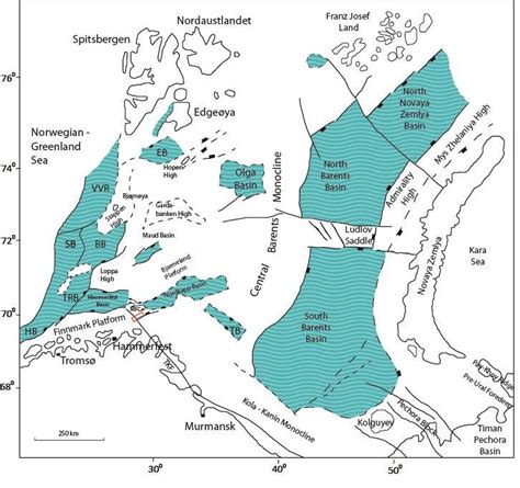 Structural Elements Of The Barents Sea Showing The Principal