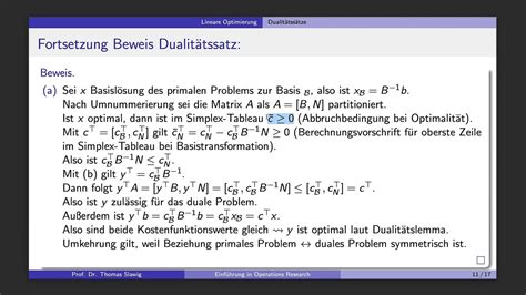 Einf Hrung In Operations Research Lineare Programmierung Dualit T