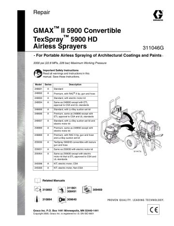 Graco 311046 GMax II 5900 Convertible Airless Sprayers Owner S Manual