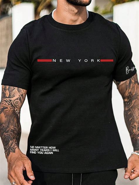 Manfinity Homme Homens Gráfico de Slogan Camiseta in 2024 New t shirt