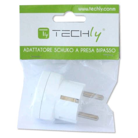 Adattatore Spina Schuko A Presa 10 16A Bianco Connettori Elettrici