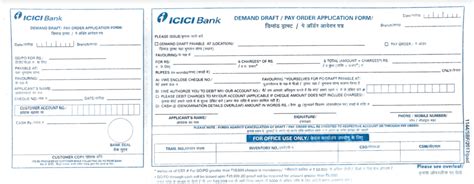 ICICI Bank Demand Draft Form PDF