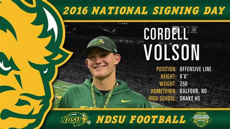 NDSU Football Signing Day 2016 Cordell Volson YouTube